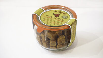 snacks suaves naturais hipoalergénicos para cans con queixo vegano en vaso 220 g.